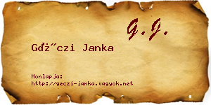 Géczi Janka névjegykártya